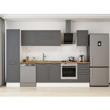 Alvinka 305X210 cm Klasik Mebran Mutfak Dolabı MB-E90B50S45-2 Antrasit - Suntalam