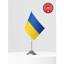 Bilsan Ukrayna Tekli Masa Bayrağı Set - Saten Kumaş