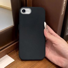Ucuc iPhone 7/8/se 2020 2022 Uyumlu Siyah Deri Dokulu Silikon Kamerayı Korur Şok Emici Kılıf