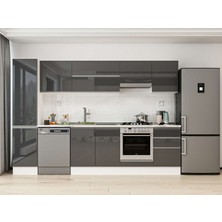 Alvinka 305X210 cm High Gloss Mutfak Dolabı MB-E90B45S50-1 Antrasit - Suntalam