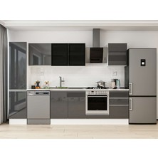Alvinka 305X210 cm High Gloss Mutfak Dolabı MB-E90B45S50-3 Antrasit - Suntalam