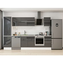 Alvinka 305X210 cm High Gloss Mutfak Dolabı MB-E90B50S45-2 Antrasit - Suntalam