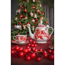 PremiumPort Kırmızı Porselen Demlik 14X19,5 Cm, Şık ve Dayanıklı Tasarım