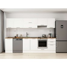 Alvinka 305X210 cm Klasik Mebran Mutfak Dolabı M-E90S45S50-1 Beyaz - Mdf