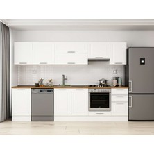 Alvinka 305X210 cm Klasik Mebran Mutfak Dolabı M-E90S50S45-1 Beyaz - Suntalam