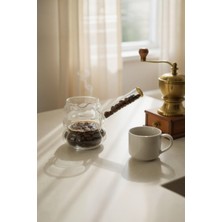 PremiumPort Balon Kahve Süt Cezvesi, 400 Ml, Isıya Dayanıklı Cam, Kulplu, Üzüm Desen