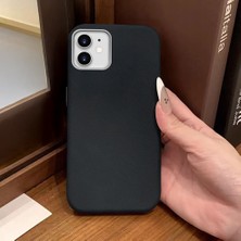 Ucuc iPhone 11 Uyumlu Siyah Deri Dokulu Silikon Kamerayı Korur Şok Emici Kılıf