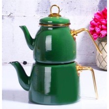 PremiumPort Yeşil Emaye Çaydanlık Takımı, Şık ve Dayanıklı Tasarım