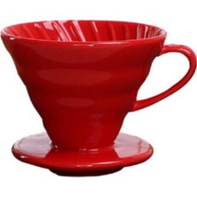 PremiumPort Kırmızı Seramik Kahve Demleme Dripper V60 02, Şık ve Kullanışlı Tasarım