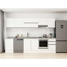 Alvinka 305X210 cm High Gloss Mutfak Dolabı M-E90S50S45-1 Beyaz - Suntalam
