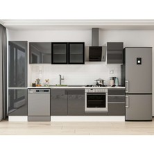 Alvinka 295X210 cm High Gloss Mutfak Dolabı MB-E80B50S45-3 Antrasit - Suntalam