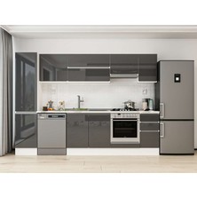Alvinka 285X210 cm High Gloss Mutfak Dolabı MB-E80B45S40-1 Antrasit - Mdf