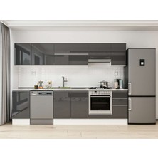 Alvinka 285X210 cm High Gloss Mutfak Dolabı M-E80S45S40-1 Antrasit - Suntalam