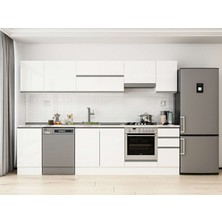 Alvinka 295X210 cm High Gloss Mutfak Dolabı M-E90S45S40-1 Beyaz - Suntalam