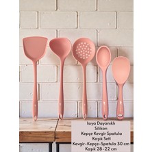Multiamo Sert Uçlu Isıya Dayanıklı Silikon Kevgir Spatula Kepçe Kaşık Seti 5prç