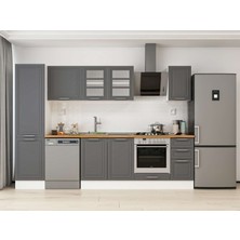 Alvinka 290X210 cm Klasik Mebran Mutfak Dolabı MB-E80B50S40-3 Antrasit - Suntalam