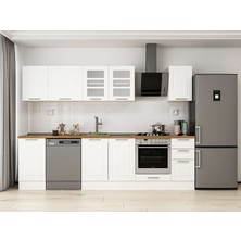 Alvinka 295X210 cm Klasik Mebran Mutfak Dolabı M-E90S45S40-3 Beyaz - Mdf