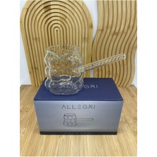 PremiumPort Isıya Dayanıklı Borosilikat Cam Cezve, 400ML, Üzüm Desenli, Kulplu