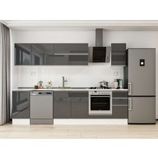 Alvinka 285X210 cm High Gloss Mutfak Dolabı M-E80S45S40-2 Antrasit - Suntalam