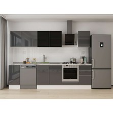Alvinka 295X210 cm High Gloss Mutfak Dolabı M-E90S40S45-3 Antrasit - Mdf