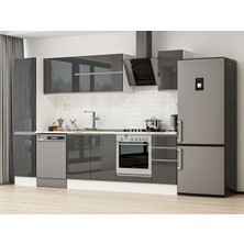 Alvinka 295X210 cm High Gloss Mutfak Dolabı MB-E90B45S40-2 Antrasit - Mdf