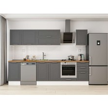 Alvinka 290X210 cm Klasik Mebran Mutfak Dolabı M-E80S45S45-2 Antrasit - Mdf