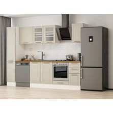 Alvinka 290X210 cm Klasik Mebran Mutfak Dolabı MB-E90B40S40-3 Kumtaşı - Mdf