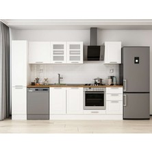 Alvinka 295X210 cm Klasik Mebran Mutfak Dolabı MB-E90B40S45-3 Beyaz - Suntalam