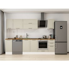 Alvinka 290X210 cm Klasik Mebran Mutfak Dolabı M-E90S40S40-2 Kumtaşı - Mdf