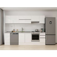 Alvinka 290X210 cm High Gloss Mutfak Dolabı M-E90S40S40-1 Beyaz - Mdf