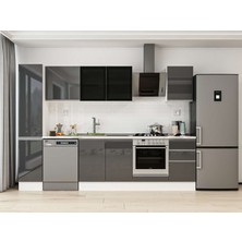 Alvinka 285X210 cm High Gloss Mutfak Dolabı MB-E80B40S45-3 Antrasit - Mdf