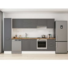 Alvinka 295X210 cm Klasik Mebran Mutfak Dolabı MB-E80B45S50-1 Antrasit - Mdf