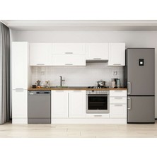 Alvinka 285X210 cm Klasik Mebran Mutfak Dolabı MB-E80B40S45-1 Beyaz - Mdf
