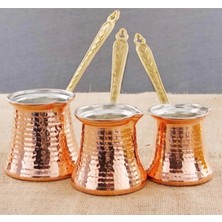 PremiumPort Paslanmaz Bakır Çeyrek Set, 3-5 Kişilik, Şık ve Dayanıklı Cezve Takımı