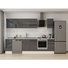 Alvinka 290X210 cm High Gloss Mutfak Dolabı M-E90S40S40-2 Antrasit - Suntalam