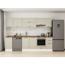 Alvinka 295X210 cm Klasik Mebran Mutfak Dolabı M-E90S45S40-1 Kumtaşı - Suntalam