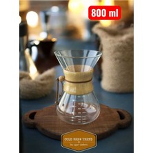 PremiumPort Ahşap Tutacaklı Chemex 800 Ml, Şık ve Dayanıklı Kahve Demleme Aracı