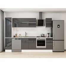 Alvinka 280X210 cm High Gloss Mutfak Dolabı MB-E80B40S40-2 Antrasit - Mdf