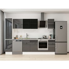 Alvinka 290X210 cm High Gloss Mutfak Dolabı MB-E90B40S40-3 Antrasit - Suntalam