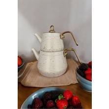 PremiumPort Gold Kulplu Granit Çaydanlık Takımı, Şık ve Dayanıklı Mutfak Seti