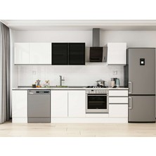 Alvinka 290X210 cm High Gloss Mutfak Dolabı M-E80S40S50-3 Beyaz - Suntalam