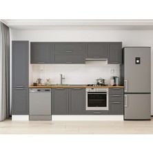 Alvinka 295X210 cm Klasik Mebran Mutfak Dolabı MB-E90B45S40-1 Antrasit - Mdf