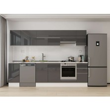Alvinka 290X210 cm High Gloss Mutfak Dolabı M-E90S40S40-1 Antrasit - Suntalam