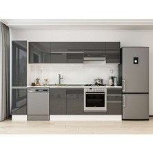 Alvinka 290X210 cm High Gloss Mutfak Dolabı MB-E90B40S40-1 Antrasit - Mdf