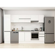 Alvinka 285X210 cm High Gloss Mutfak Dolabı MB-E80B45S40-1 Beyaz - Suntalam