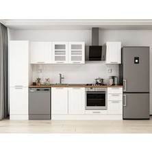 Alvinka 290X210 cm Klasik Mebran Mutfak Dolabı MB-E80B50S40-3 Beyaz - Mdf