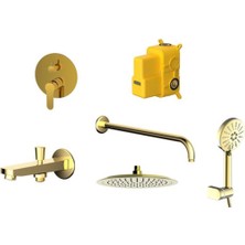 Bien Water Flowbox Ankastre Banyo Bataryası Seti Yuvarlak - 2f Altın