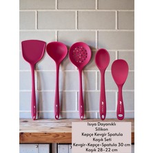 Multiamo Sert Uçlu Isıya Dayanıklı Silikon Kevgir Spatula Kepçe Kaşık Seti 5prç