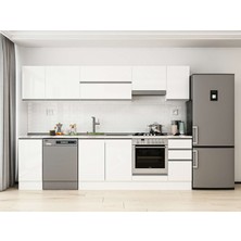 Alvinka 280X210 cm High Gloss Mutfak Dolabı M-E80S40S40-1 Beyaz - Mdf