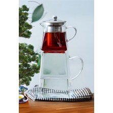 PremiumPort 1200 ml Lüks Cam Demlik, Borosilikat Isıya Dayanıklı Süzgeçli Çaydanlık